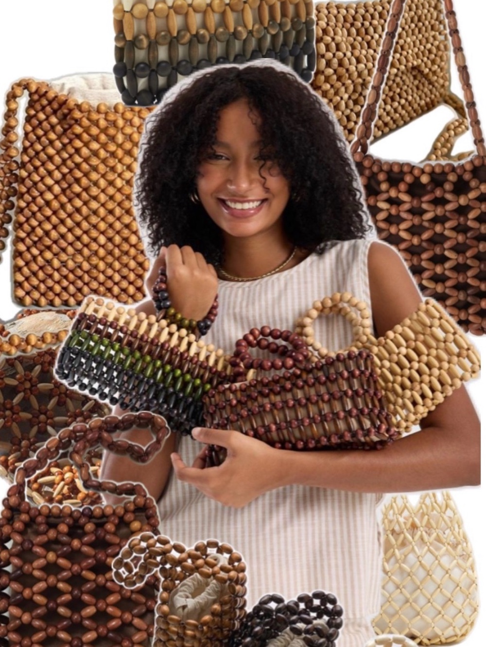 NWOT Beaded Brown/Tan Purse-Tote